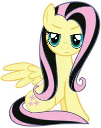 Size: 900x1145 | Tagged: safe, artist:mihaaaa, derpibooru import, fluttershy, pegasus, pony, artifact, dyed hair, emoshy, female, mare, simple background, sitting, solo, transparent background, vector