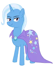 Size: 1819x2448 | Tagged: safe, artist:norvein, derpibooru import, trixie, pony, unicorn, cape, clothes, female, lidded eyes, mare, simple background, smiling, solo, transparent background, trixie's cape, wizard