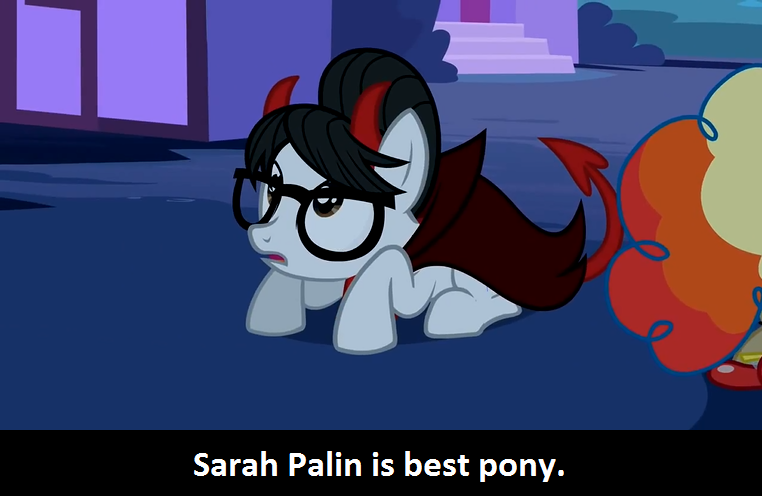 Size: 762x496 | Tagged: calibri, derpibooru import, devil horns, edit, edited screencap, frown, glasses, looking up, luna eclipsed, mayor mare, meta, open mouth, prone, safe, sarah palin, screencap, solo focus, wide eyes, writing desk