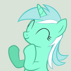 Size: 770x770 | Tagged: safe, artist:mihaaaa, derpibooru import, lyra heartstrings, pony, unicorn, animated, clapping, clapping ponies, eyes closed, female, gif, gray background, image, mare, simple background, smiling, solo