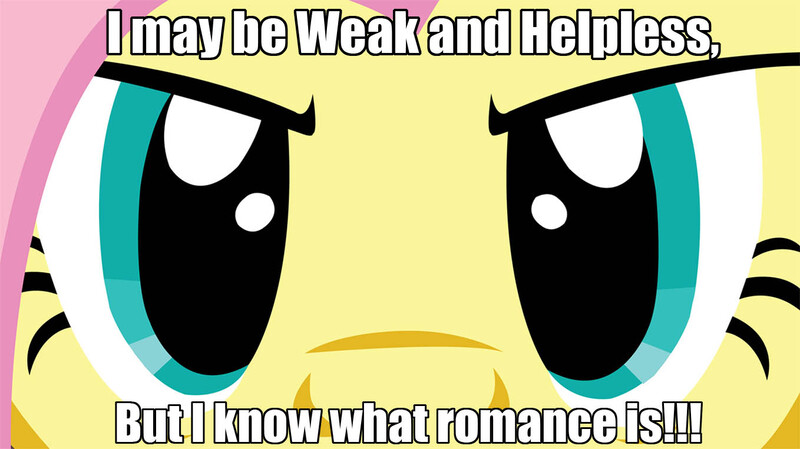 Size: 1358x763 | Tagged: derpibooru import, fluttershy, glare, image macro, meme, romance, safe