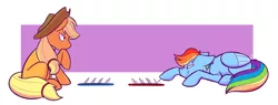 Size: 1676x636 | Tagged: applejack, artist:tigs, board game, derpibooru import, duo, game, guess who, profile, rainbow dash, safe