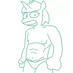 Size: 757x757 | Tagged: anthro, artist:the weaver, breasts, delicious flat chest, derpibooru import, lyra hamstrings, lyra heartstrings, male, manly, muscles, nipples, nudity, simple background, solo, solo male, suggestive, white background