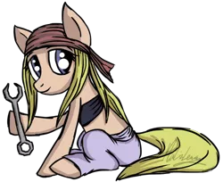 Size: 500x408 | Tagged: artist:malizlewa, bandeau, derpibooru import, fullmetal alchemist, ponified, safe, winry rockbell