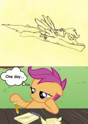 Size: 460x645 | Tagged: artist:lee-sherman, cutie mark, daydream, derpibooru import, older, older scootaloo, safe, scootaloo, scootaloo can't fly