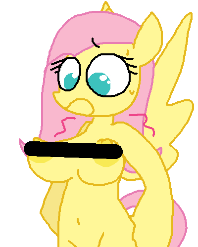 Size: 400x500 | Tagged: anthro, areola, artist:the weaver, breasts, busty fluttershy, censored, derpibooru import, female, fluttershy, nipples, nudity, questionable, simple background, solo, solo female, white background