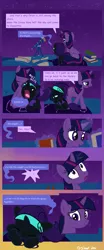 Size: 699x1681 | Tagged: safe, artist:dotrook, derpibooru import, twilight sparkle, oc, oc:nyx, alicorn, pony, bait and switch, comic, cute, feels, filly, mama twilight, mother and daughter, nyxabetes
