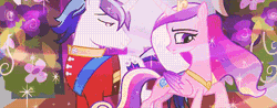 Size: 500x195 | Tagged: a canterlot wedding, animated, derpibooru import, female, looking at each other, male, princess cadance, safe, screencap, shining armor, shiningcadance, shipping, sparkles, straight, windswept mane