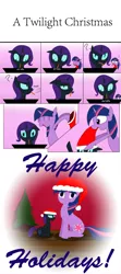 Size: 1000x2250 | Tagged: safe, derpibooru import, twilight sparkle, oc, oc:nyx, alicorn, pony, fanfic:past sins, christmas, comic, filly, mother and daughter