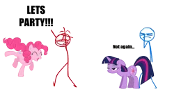 Size: 1260x714 | Tagged: artist:skiddlezizkewl, blue, derpibooru import, dick figures, party, pinkie pie, red, safe, simple background, transparent background, twilight sparkle, vector