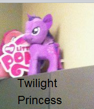 Size: 194x224 | Tagged: derpibooru import, funrise, hilarious in hindsight, image macro, irl, my little pony logo, official, photo, plushie, safe, twilight sparkle