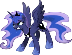 Size: 8597x6611 | Tagged: safe, artist:flutterguy317, artist:kp-shadowsquirrel, derpibooru import, princess luna, absurd resolution, angry, simple background, snorting, solo, transparent background, vector