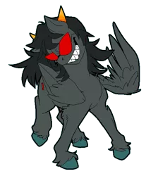 Size: 509x569 | Tagged: safe, artist:azzly, derpibooru import, ponified, pegasus, pony, female, homestuck, mare, realistic horse legs, sharp teeth, simple background, solo, sunglasses, teeth, terezi pyrope, transparent background
