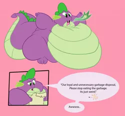 Size: 1280x1192 | Tagged: artist:samael, bhm, cute, derpibooru import, dragon, fat, fat spike, huge belly, morbidly obese, obese, princess celestia, safe, spike, weight gain