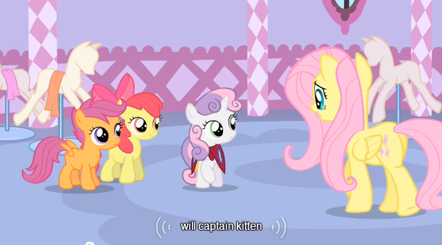 Size: 640x355 | Tagged: apple bloom, derpibooru import, fluttershy, safe, scootaloo, screencap, sweetie belle, youtube caption