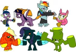 Size: 2268x1557 | Tagged: applejack, artist:blackrhinoranger, derpibooru import, dragon, dragonified, fluttershy, mane six, pinkie pie, rainbow dash, rarity, safe, skylanders, spike, spyro the dragon, twilight sparkle