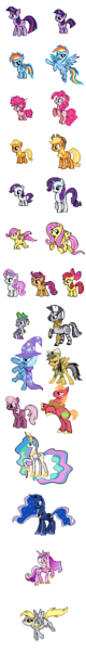 Size: 160x1200 | Tagged: safe, artist:blaze33193, artist:kevfin, derpibooru import, apple bloom, applejack, big macintosh, cheerilee, daring do, derpy hooves, fluttershy, pinkie pie, princess cadance, princess celestia, princess luna, rainbow dash, rarity, scootaloo, spike, sweetie belle, trixie, twilight sparkle, zecora, earth pony, pony, zebra, cutie mark crusaders, female, filly, filly applejack, filly fluttershy, filly pinkie pie, filly rainbow dash, filly rarity, filly twilight sparkle, male, mane seven, mane six, pixel art, simple background, stallion, transparent background, younger