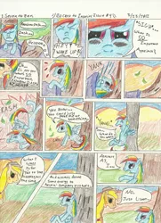 Size: 2496x3440 | Tagged: safe, artist:seventozen, derpibooru import, applejack, rainbow dash, fanfic, fanfic:rocket to insanity, comic, fanfic art, high res, image, jpeg, tail, tail pull