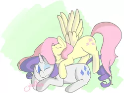 Size: 806x610 | Tagged: safe, artist:girafficorn, derpibooru import, fluttershy, rarity, female, flarity, lesbian, shipping