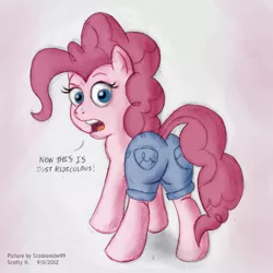 Size: 1200x1200 | Tagged: artist:scobionicle99, clothes, derpibooru import, pinkie pie, plot, shorts, suggestive