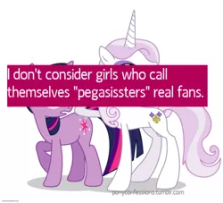 Size: 500x454 | Tagged: anti-pegasister, background pony strikes again, derpibooru import, fleur-de-lis, misogyny, pony confession, safe, text, twilight sparkle