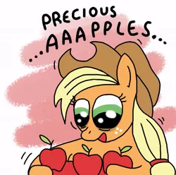 Size: 651x646 | Tagged: apple, applejack, artist:muzza299, creepy, derpibooru import, gollum, safe