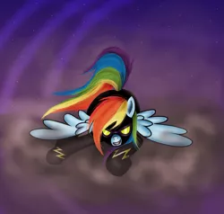 Size: 1243x1181 | Tagged: artist:myhysteria, clothes, cloud, costume, derpibooru import, goggles, rainbow dash, safe, shadowbolt dash, shadowbolts, shadowbolts costume