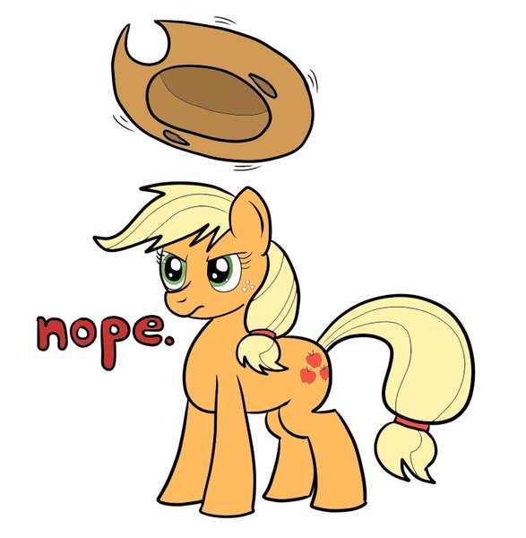 Size: 762x779 | Tagged: applejack, artist:scherzo, derpibooru import, hilarious in hindsight, nope, reaction image, safe