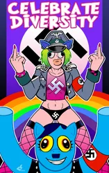 Size: 565x900 | Tagged: artist:curtsibling, breasts, curtsibling strikes again, derpibooru import, duckface, edgy, nazi, oc, oc:pegaslut, pony hitler, suggestive, tasteless, unofficial characters only, why sid why