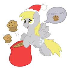 Size: 2226x2002 | Tagged: safe, artist:thedoggygal, derpibooru import, derpy hooves, pegasus, pony, christmas, female, high res, mare, muffin, solo