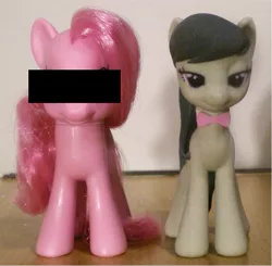 Size: 467x457 | Tagged: safe, artist:hashbro, derpibooru import, octavia melody, pinkie pie, pony, 3d, 3d print, brushable, censored, photo, toy