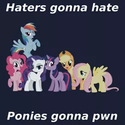 Size: 550x550 | Tagged: applejack, clothes, derpibooru import, fluttershy, haters gonna hate, mane six, merchandise, pinkie pie, rainbow dash, rarity, redbubble, safe, shirt, text, twilight sparkle