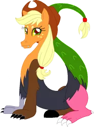 Size: 603x820 | Tagged: applejack, artist:cdla, derpibooru import, draconequified, draconequus, safe, species swap