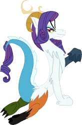 Size: 594x903 | Tagged: artist:cdla, derpibooru import, draconequified, draconequus, rarity, safe, species swap