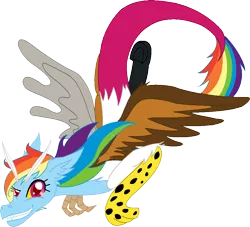 Size: 925x839 | Tagged: artist:cdla, derpibooru import, draconequified, draconequus, rainbow dash, safe, species swap