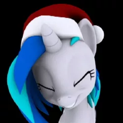 Size: 402x402 | Tagged: 3d, artist:hashbro, christmas, derpibooru import, happy holidays, hat, safe, santa hat, vinyl scratch