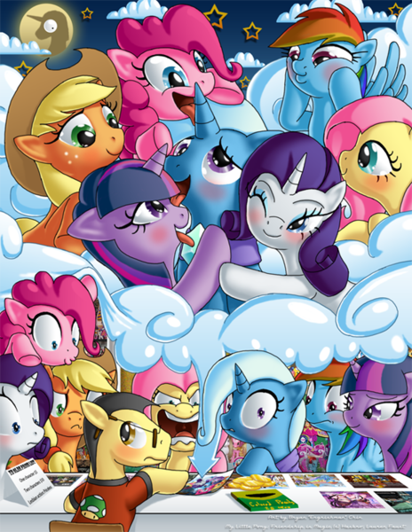 Size: 620x802 | Tagged: suggestive, artist:berrypawnch, derpibooru import, applejack, fluttershy, pinkie pie, rainbow dash, rarity, trixie, twilight sparkle, oc, earth pony, pegasus, pony, unicorn, commission, cropped, female, flutterrage, lesbian, mane six, rarixie, shipping, tripplejack, trixdash, trixie gets all the mares, trixiepie, trixieshy, twixie, twixity