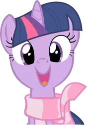 Size: 5000x7145 | Tagged: absurd resolution, artist:mrcbleck, clothes, derpibooru import, happy, open mouth, safe, scarf, simple background, smiling, solo, transparent background, twilight sparkle, vector, winter wrap up