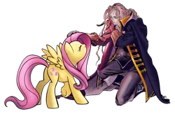 Size: 1024x666 | Tagged: alucard, artist:sakuyamon, castlevania, crossover, cute, derpibooru import, fluttershy, hilarious in hindsight, safe, shyabetes
