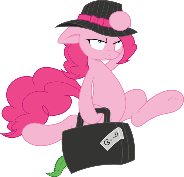 Size: 8303x7996 | Tagged: safe, artist:joey darkmeat, artist:tim015, derpibooru import, gummy, pinkie pie, pony, absurd resolution, bipedal, briefcase, hat, running, simple background, suitcase, transparent background, vector