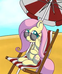 Size: 2500x3000 | Tagged: artist:sharkwellington, beach, derpibooru import, fluttershy, high res, safe, sunglasses