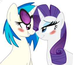 Size: 947x838 | Tagged: artist:faith-wolff, bedroom eyes, blushing, derpibooru import, female, lesbian, rariscratch, rarity, safe, shipping, vinyl scratch