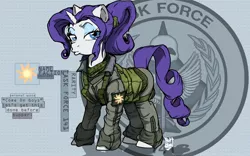 Size: 1980x1238 | Tagged: artist:eichh-emmm, call of duty, clothes, derpibooru import, duckface, military, rarity, safe