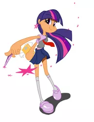 Size: 2550x3300 | Tagged: artist:rockingquix, clothes, derpibooru import, high res, horn wand, humanized, magic, safe, skinny, skirt, twilight sparkle, wand