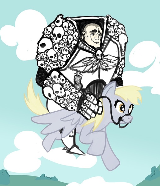 Size: 755x878 | Tagged: safe, derpibooru import, derpy hooves, pegasus, pony, astartes pattern baldness, crossover, crying, female, indrick boreale, manly tears, mare, space marine, warhammer (game), warhammer 40k