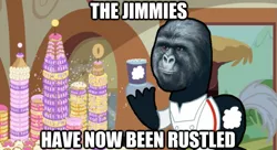 Size: 625x340 | Tagged: derpibooru import, donut joe, gorilla munch, image macro, jimmies, ponified, safe