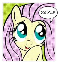 Size: 684x752 | Tagged: artist:moloko-plus, ben-day dots, cute, derpibooru import, fluttershy, modern art, pop art, roy lichtenstein, safe, shyabetes, style emulation, yay