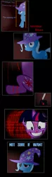 Size: 541x1831 | Tagged: grimdark, suggestive, artist:navitaserussirus, derpibooru import, trixie, twilight sparkle, blood, comic, female, lesbian, madness mantra, not sure if want, quill, shipping, the shining, twixie, writing