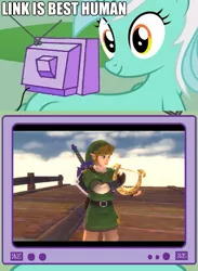 Size: 563x770 | Tagged: safe, derpibooru import, lyra heartstrings, pony, exploitable meme, link, meme, television, the legend of zelda, tv meme