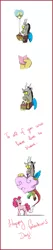 Size: 800x3746 | Tagged: safe, artist:feujenny07, derpibooru import, discord, pinkie pie, basket, card, chocolate milk, chocolate milk rain, cotton candy, cotton candy cloud, discopie, female, food, hearts and hooves day, male, shipping, straight, valentine